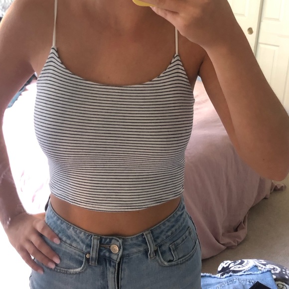 PacSun Tops - White and Navy Cropped Tank
